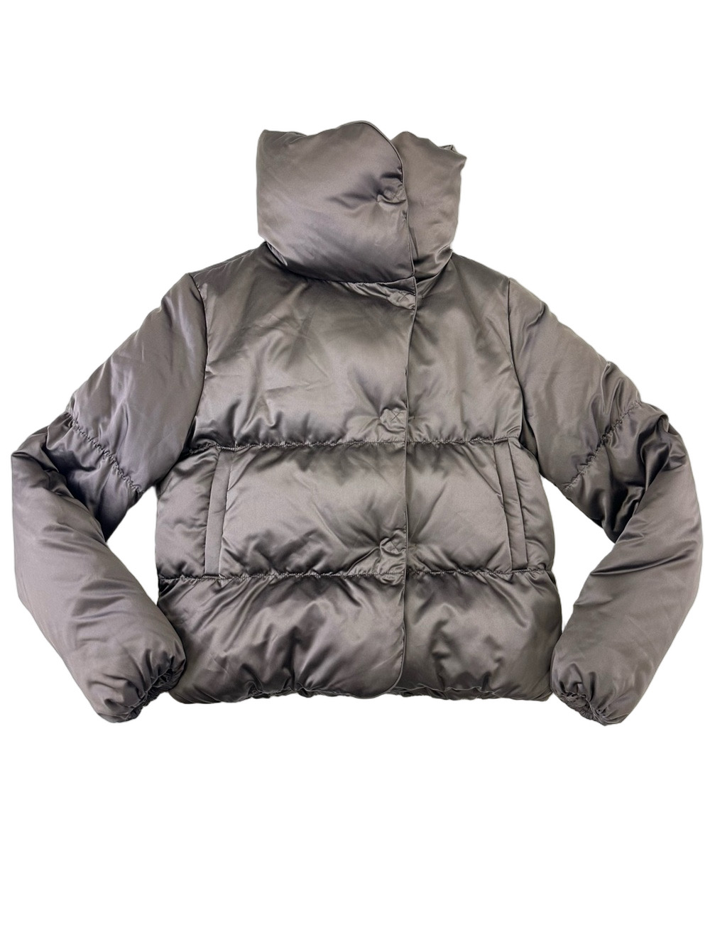 Theory Brown Down Cropped Funnel Neck Puffer Jacket Medium Keilly Spritzer NWOT